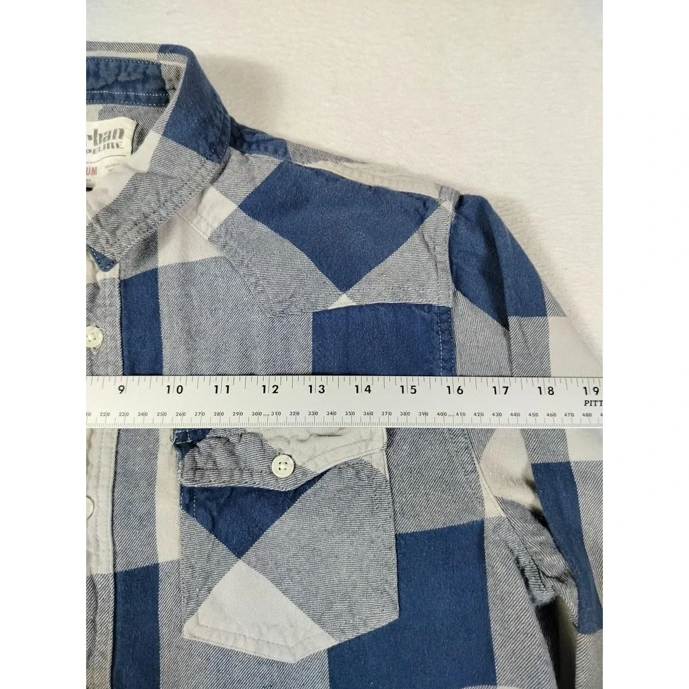 Urban Pipeline Flannel Shirt Mens Medium Blue Plaid Cabincore Distressed Skater